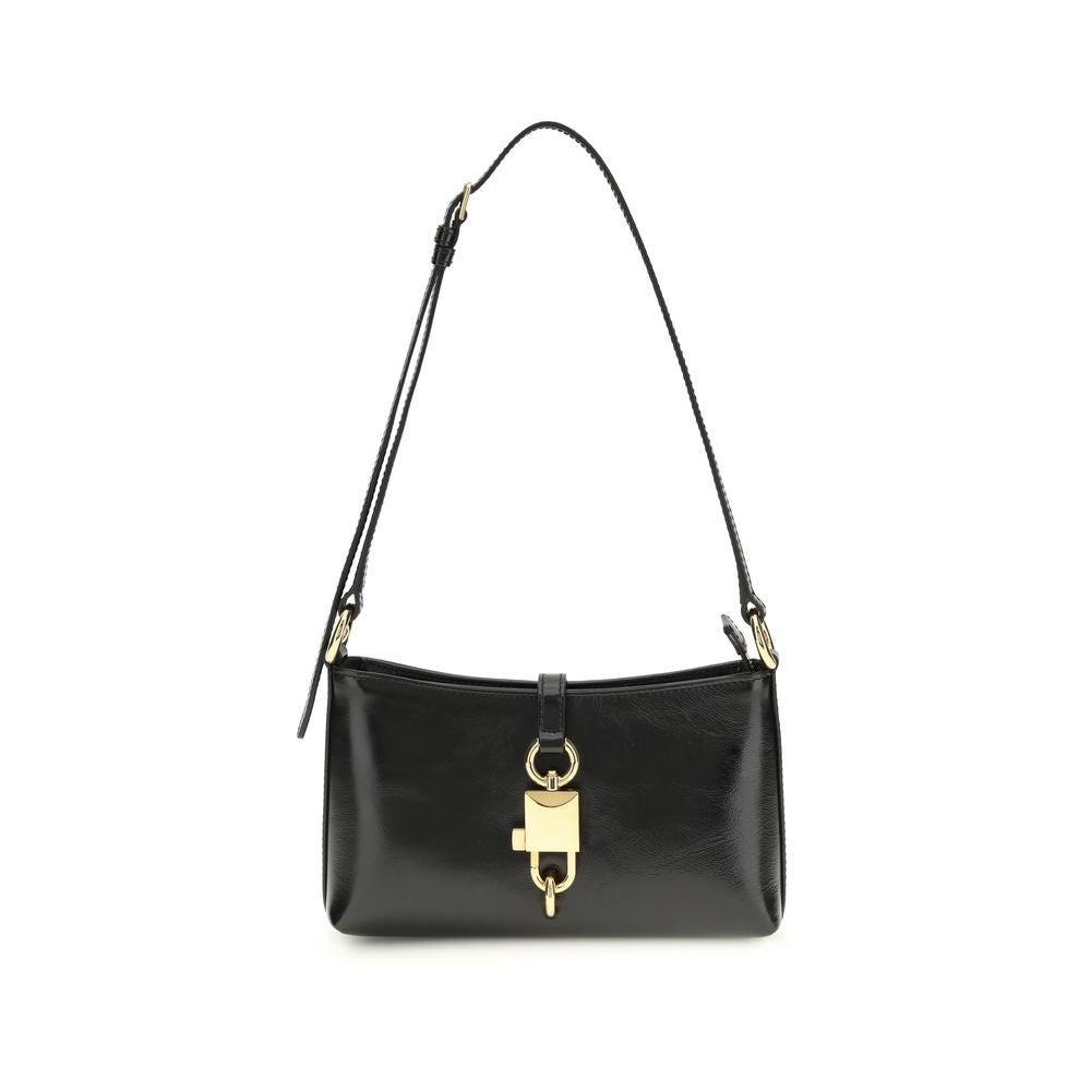 Dolce & Gabbana Black Calf Leather Lock Shoulder Bag