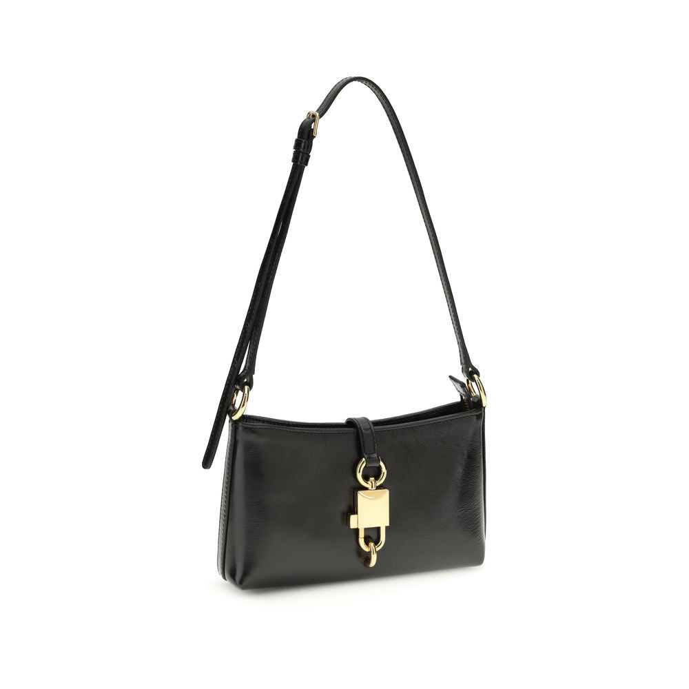 Dolce & Gabbana Black Calf Leather Lock Shoulder Bag