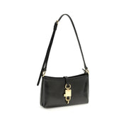 Dolce & Gabbana Black Calf Leather Lock Shoulder Bag