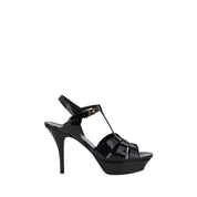 Saint Laurent Black Calf Leather Stiletto Heel Sandals