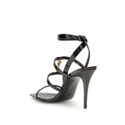 Saint Laurent Black Calf Leather Stiletto Heel Sandals