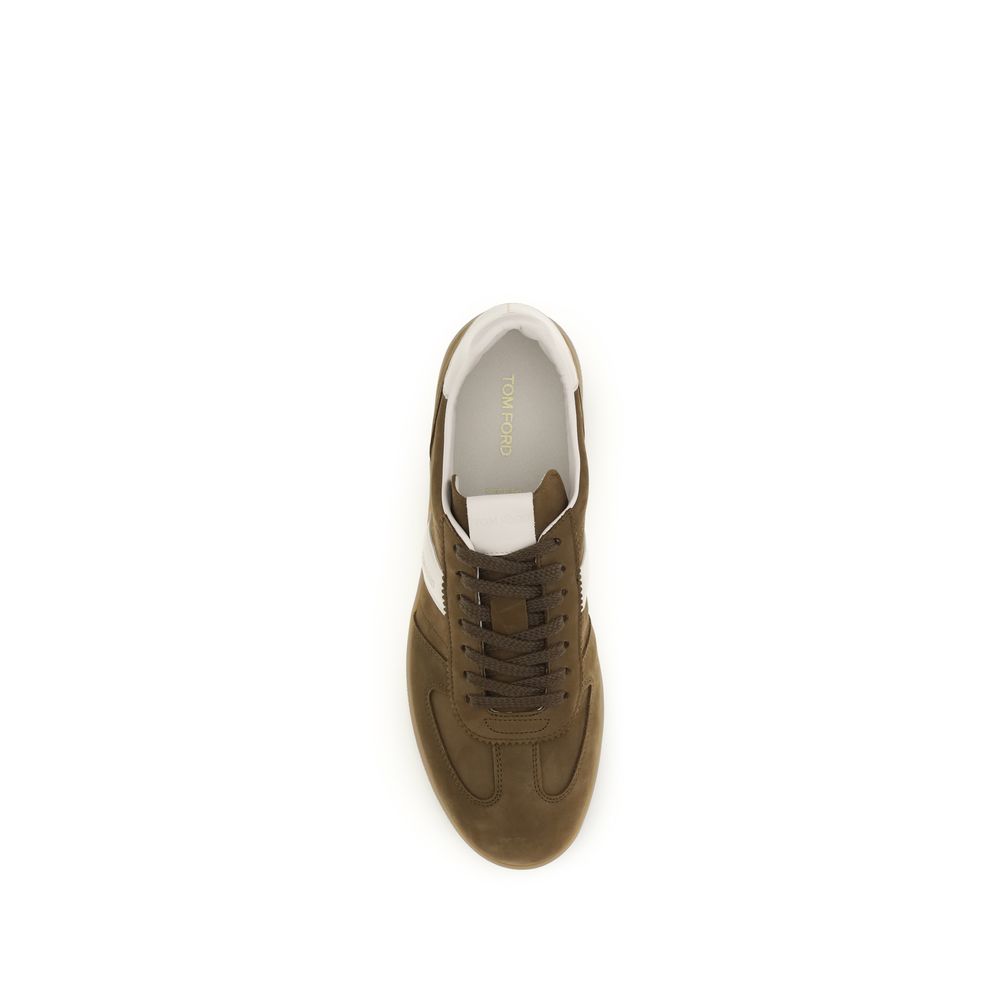 Tom Ford Brown Calf Suede Low Top Sneakers