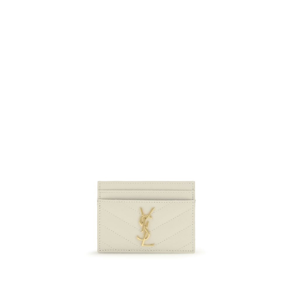 Saint Laurent Beige Quilted Matelassé Calf Leather Wallet