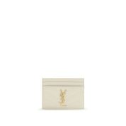 Saint Laurent Beige Quilted Matelassé Calf Leather Wallet