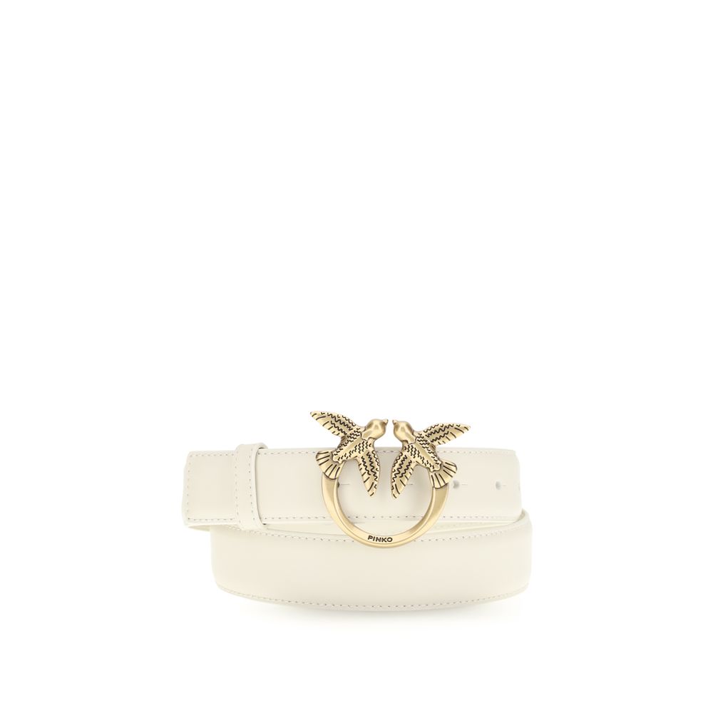 PINKO White Calf Leather Regular Belt