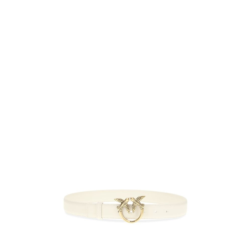 PINKO White Calf Leather Regular Belt