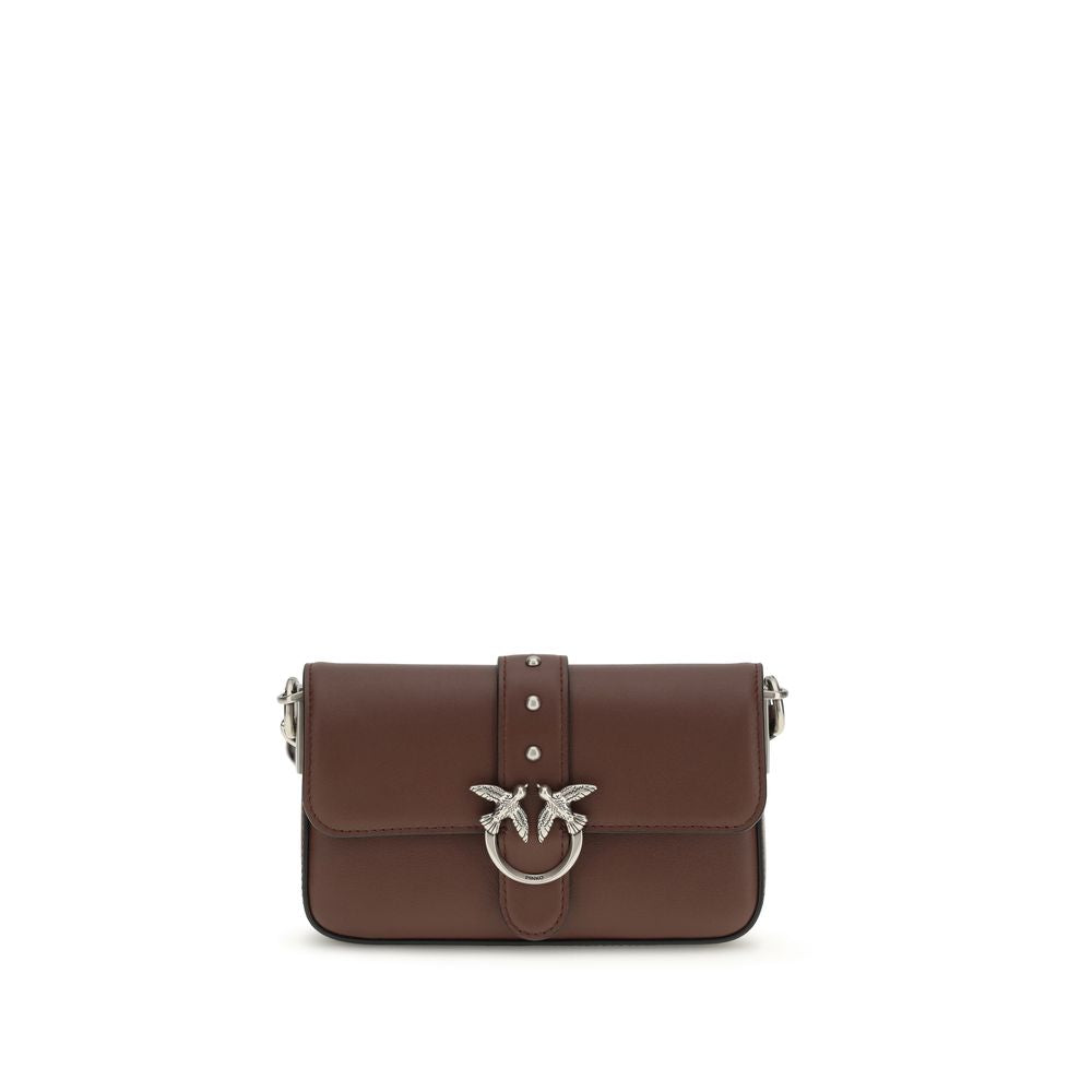 PINKO Brown Calf Leather Shoulder Bag