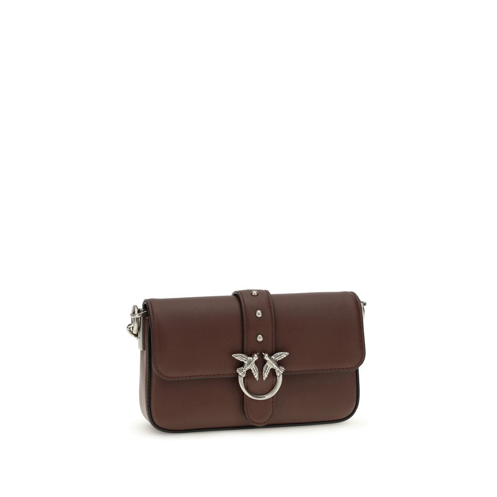 PINKO Brown Calf Leather Shoulder Bag