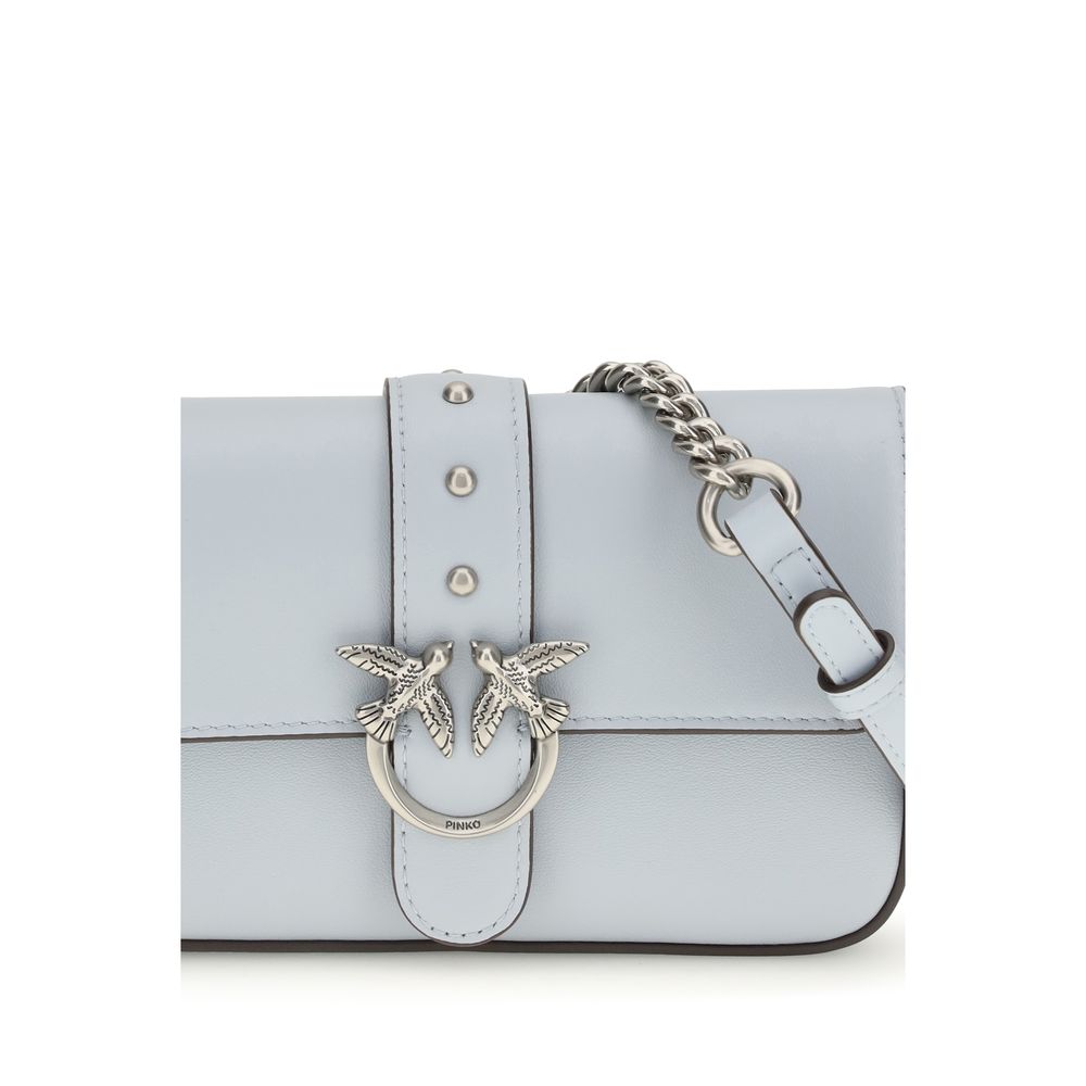 PINKO Blue Calf Leather Shoulder Bag