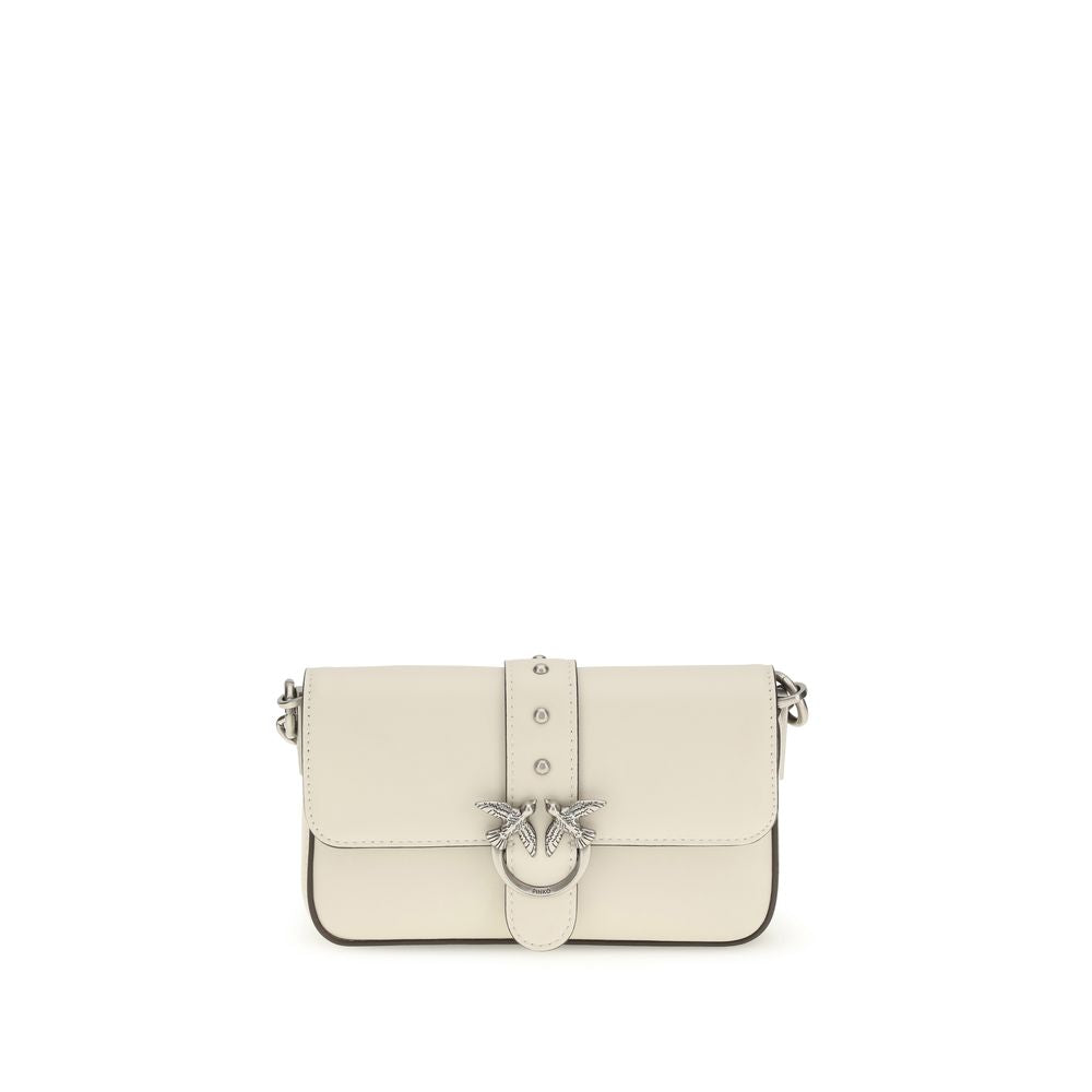 PINKO White Calf Leather Shoulder Bag