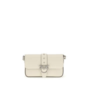 PINKO White Calf Leather Shoulder Bag