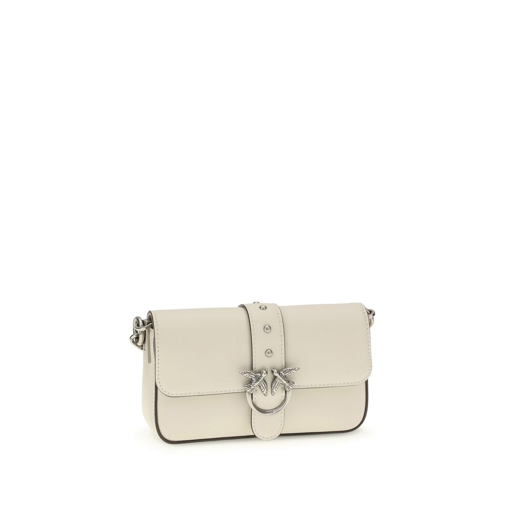 PINKO White Calf Leather Shoulder Bag