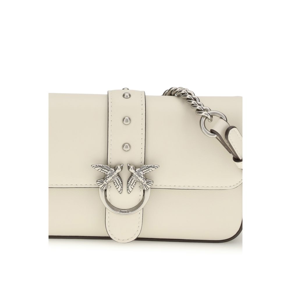 PINKO White Calf Leather Shoulder Bag