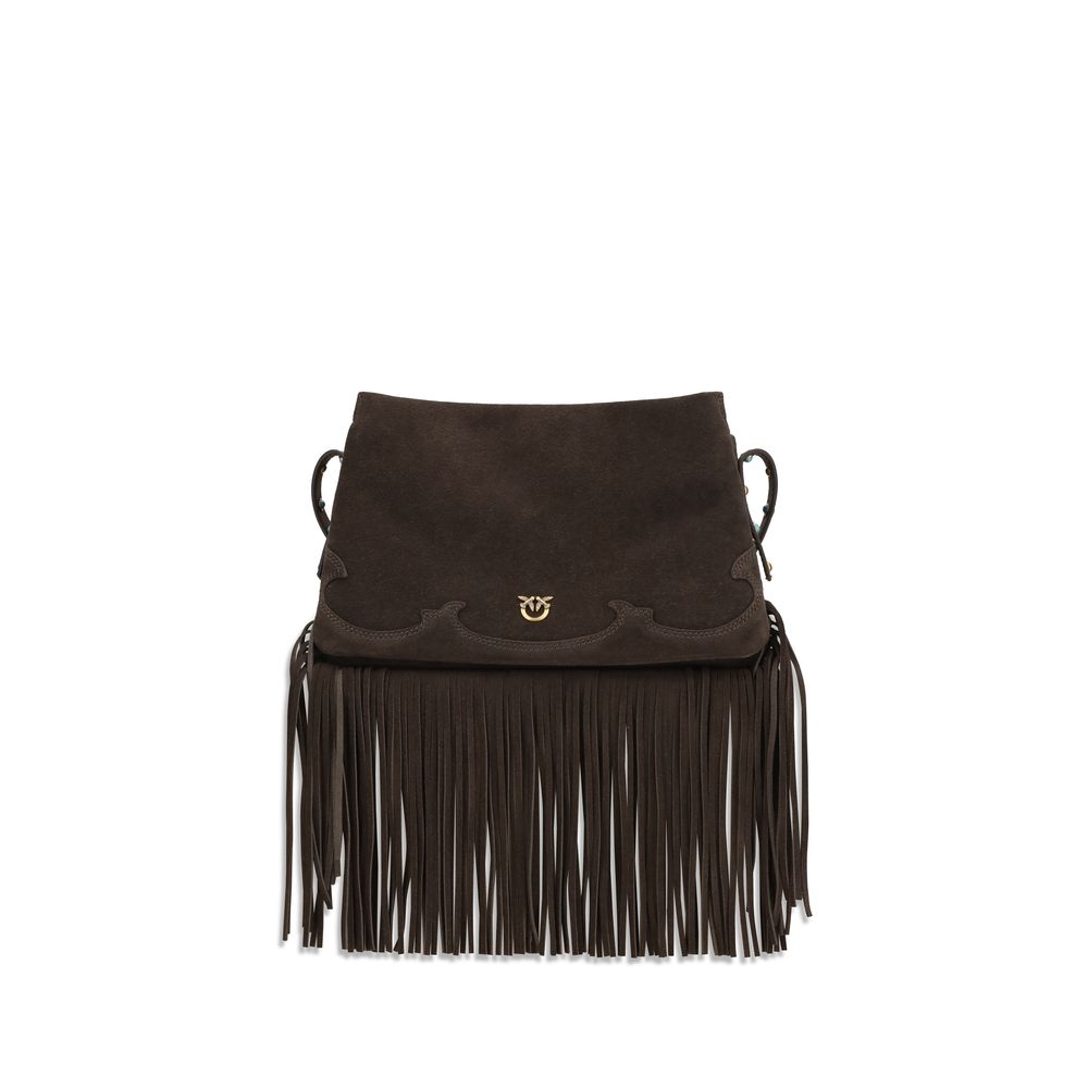 PINKO Brown Suede Shoulder Bag