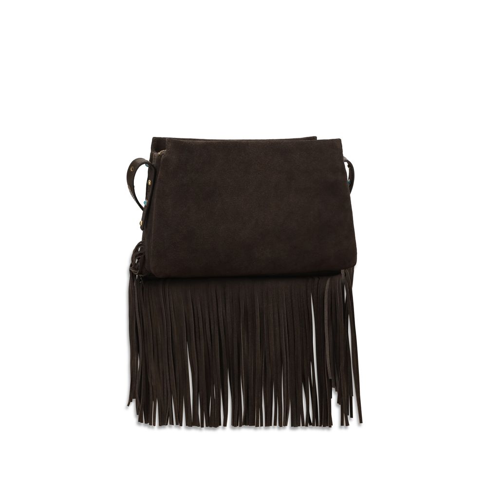 PINKO Brown Suede Shoulder Bag
