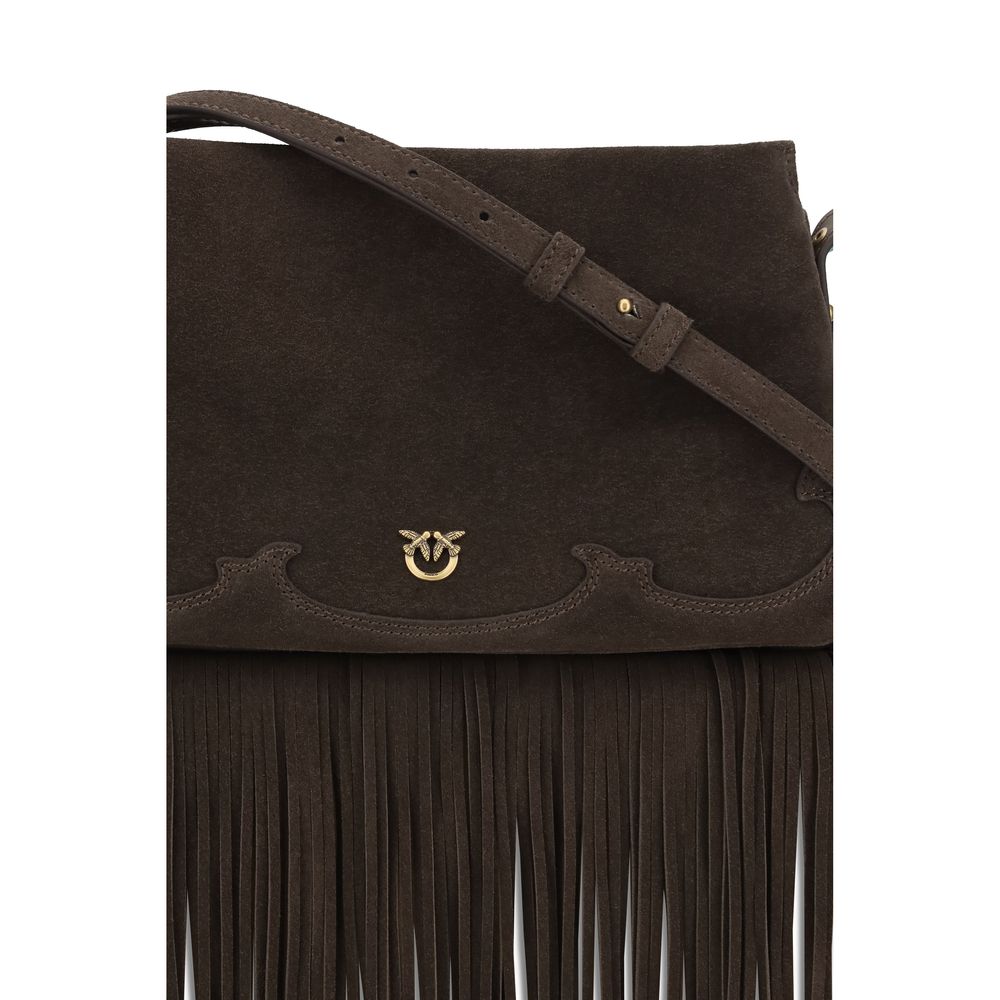 PINKO Brown Suede Shoulder Bag