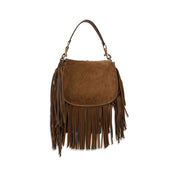 Etro Brown Calf Leather Suede Pony Shoulder Bag