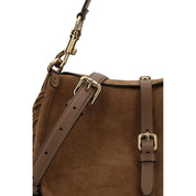 Etro Brown Calf Leather Suede Pony Shoulder Bag