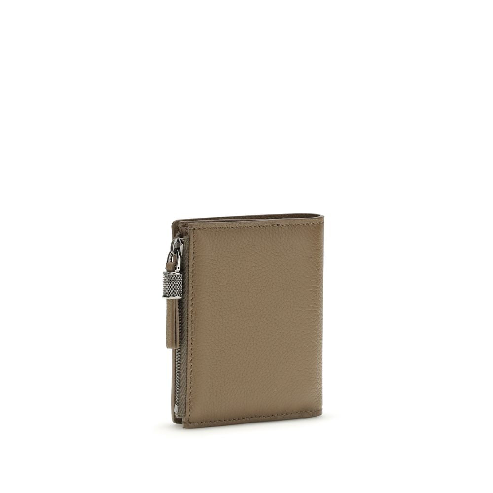 Brunello Cucinelli Beige Calf Leather Wallet