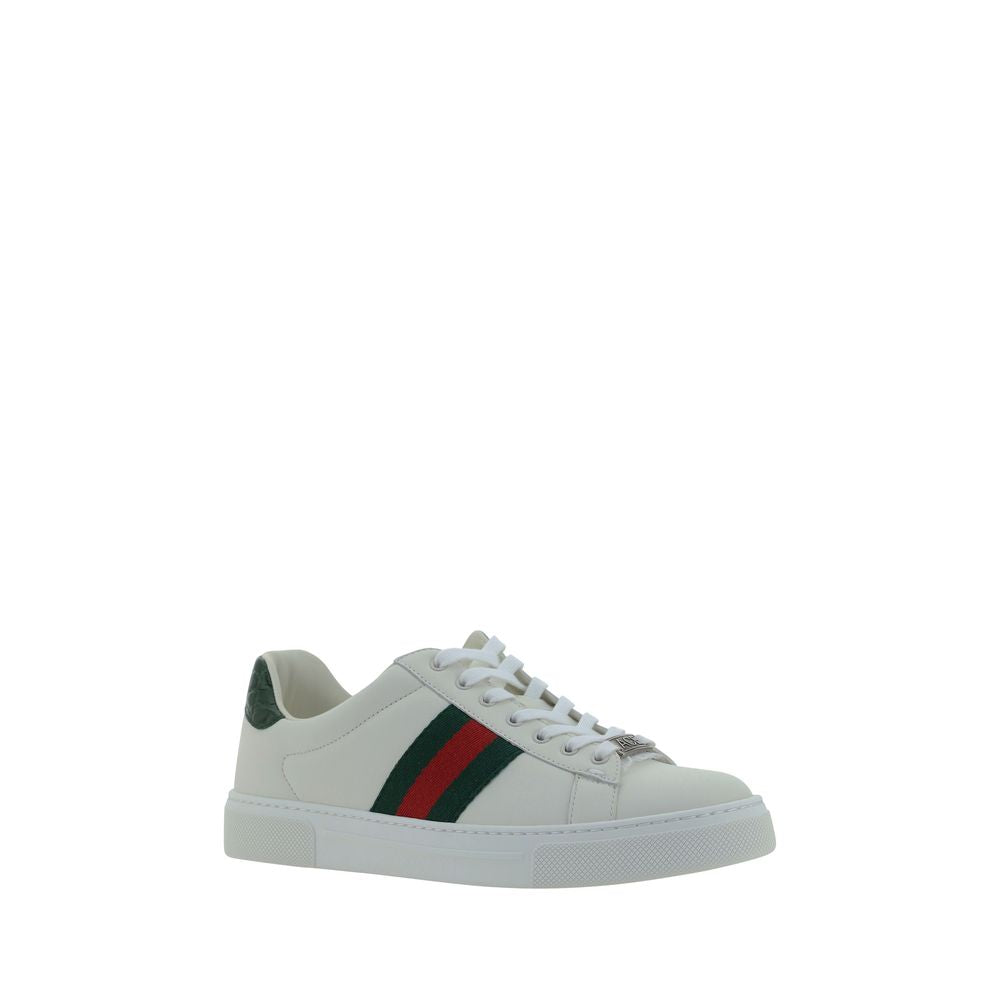 Gucci White Calf Leather Low Top Sneakers
