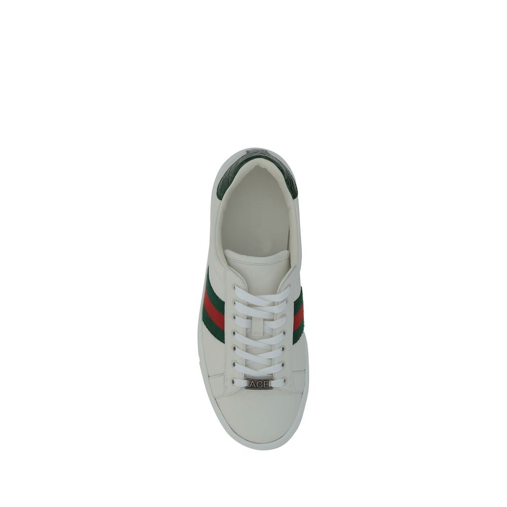 Gucci White Calf Leather Low Top Sneakers