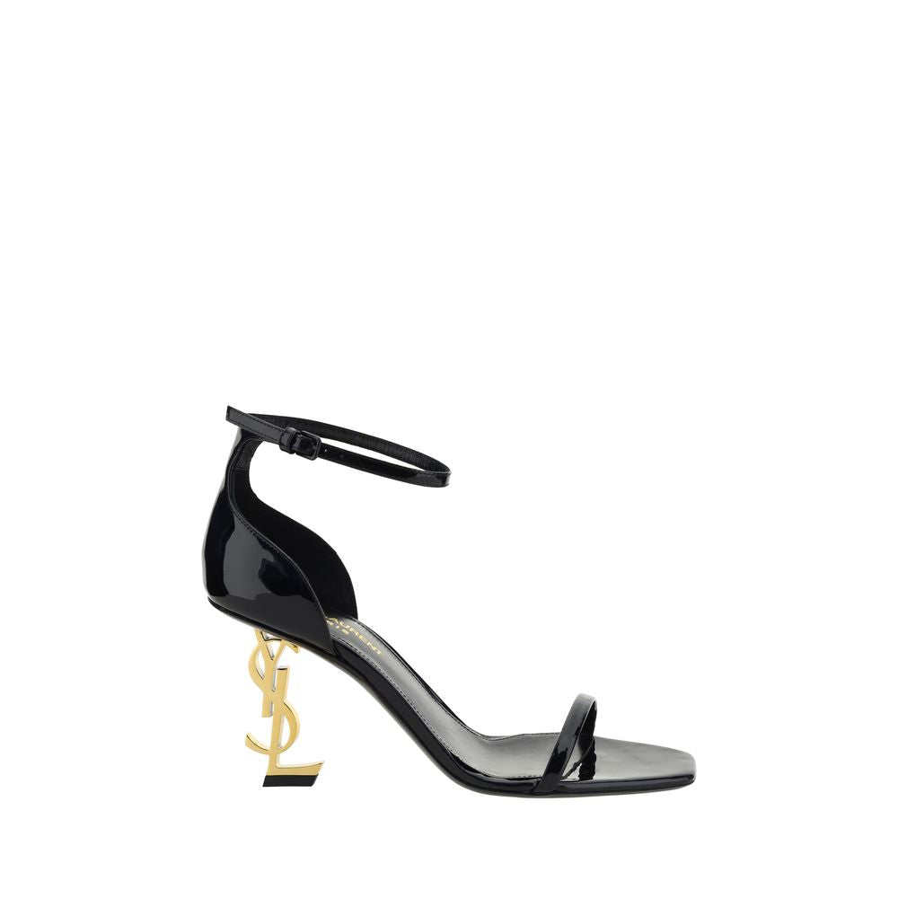 Saint Laurent Black Calf Leather Stiletto Heel Sandals