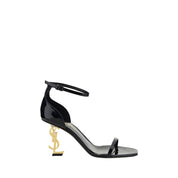 Saint Laurent Black Calf Leather Stiletto Heel Sandals