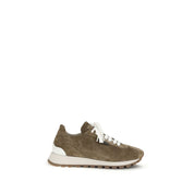 Brunello Cucinelli Brown Calf Leather Platform Sneakers
