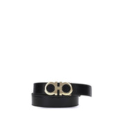 Ferragamo Black Calf Leather Gancini Belt