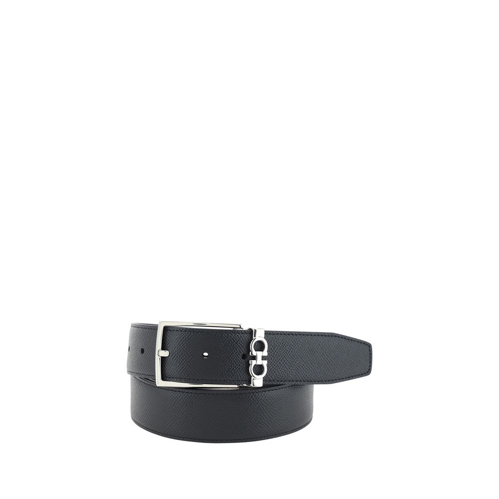 Ferragamo Black Grained Leather Regular Belt