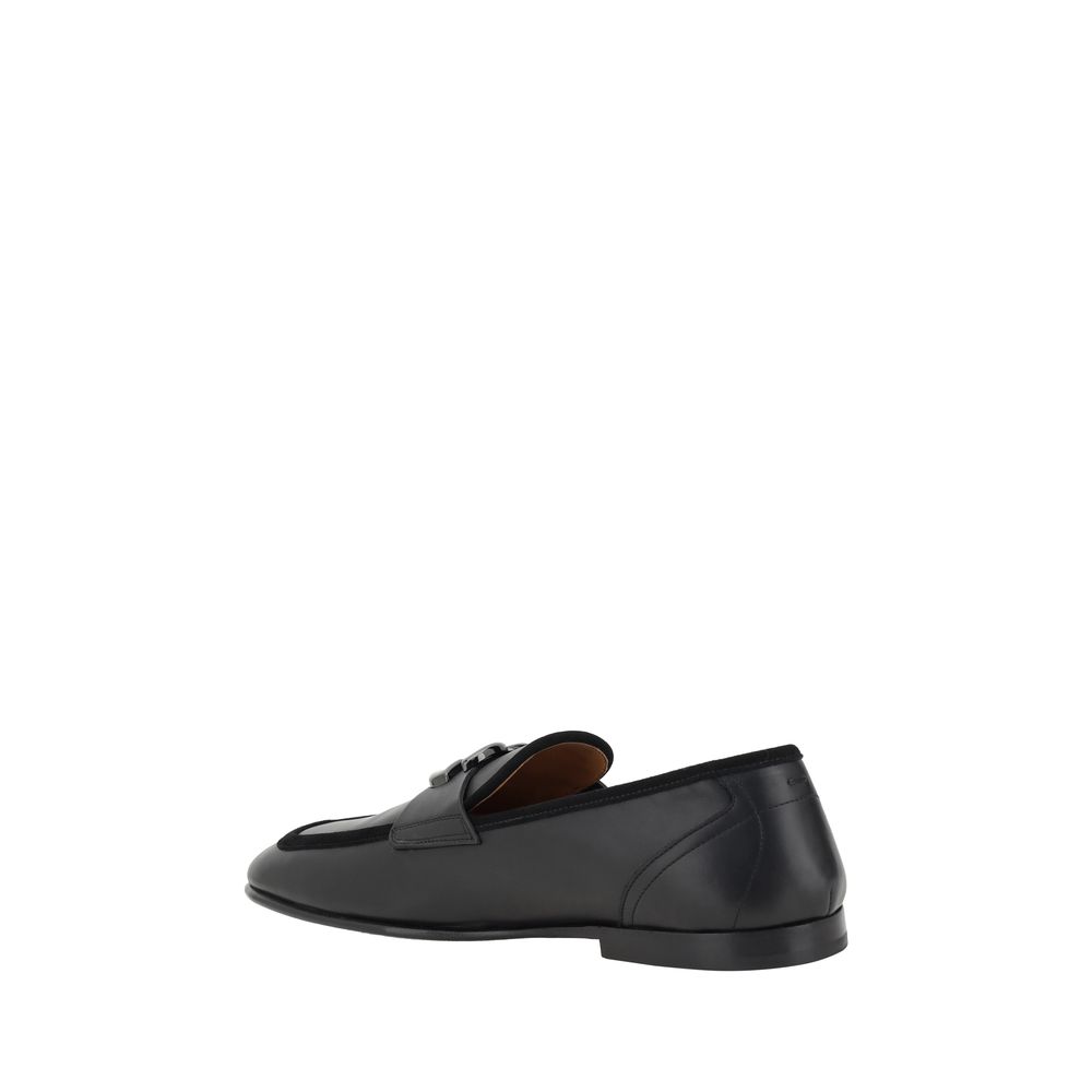 Dolce & Gabbana Black Calf Leather Slip-On Loafers