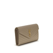 Saint Laurent Beige Calf Leather Monogram Shoulder Bag