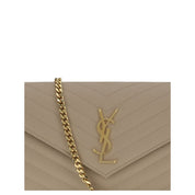 Saint Laurent Beige Calf Leather Monogram Shoulder Bag