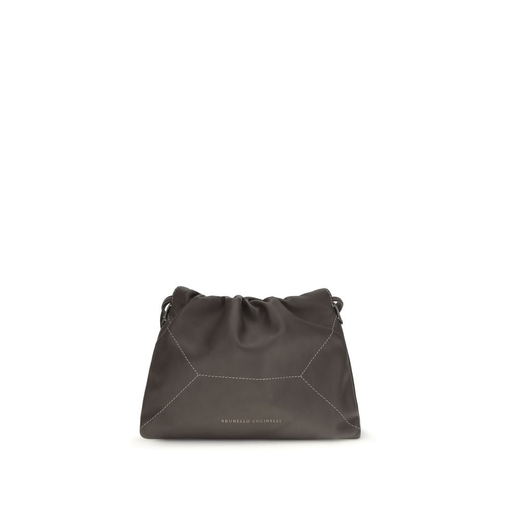 Brunello Cucinelli Brown Calf Leather Shoulder Bag