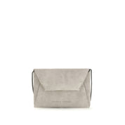 Brunello Cucinelli Gray Calf Leather Suede Shoulder Bag