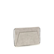 Brunello Cucinelli Gray Calf Leather Suede Shoulder Bag