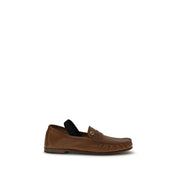 Versace Brown Leather Slip-On Loafers