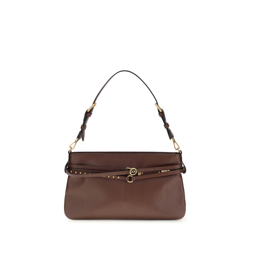 PINKO Brown Calf Leather Shoulder Bag