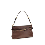 PINKO Brown Calf Leather Shoulder Bag
