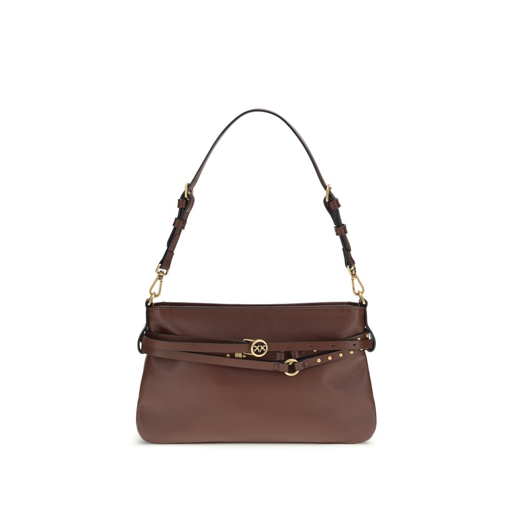 PINKO Brown Calf Leather Shoulder Bag