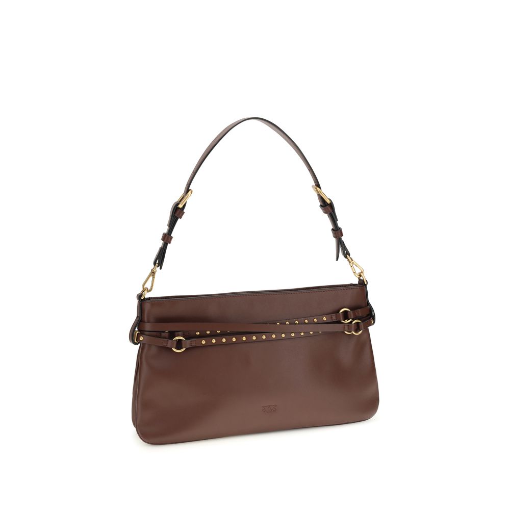 PINKO Brown Calf Leather Shoulder Bag