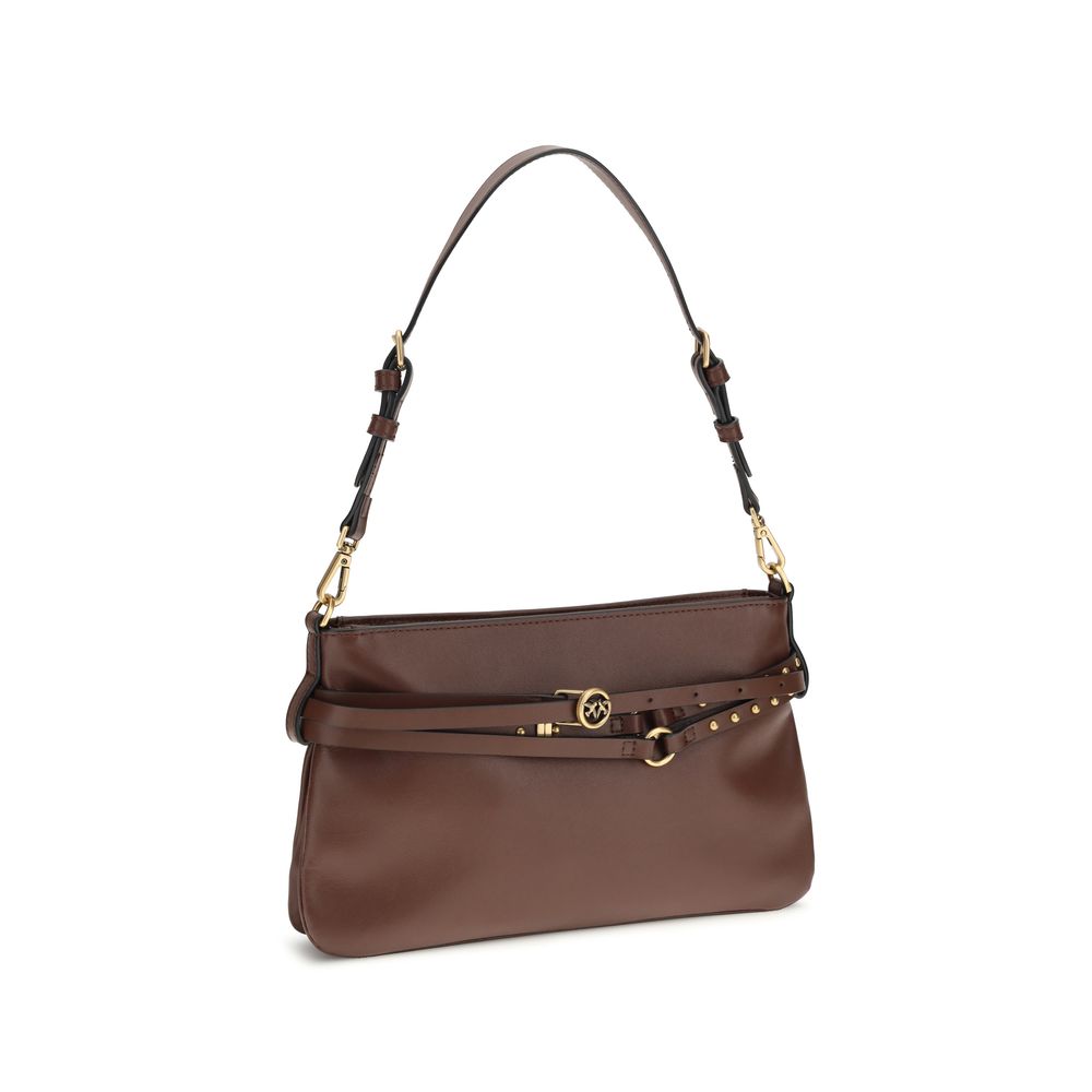 PINKO Brown Calf Leather Shoulder Bag