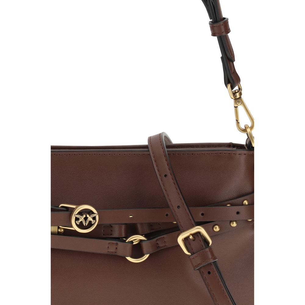 PINKO Brown Calf Leather Shoulder Bag