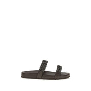 Brunello Cucinelli Brown Calf Leather Flat Sandals