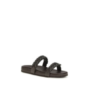 Brunello Cucinelli Brown Calf Leather Flat Sandals