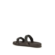 Brunello Cucinelli Brown Calf Leather Flat Sandals