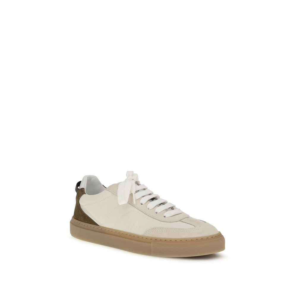 Brunello Cucinelli Beige Suede Leather Low Top Sneakers