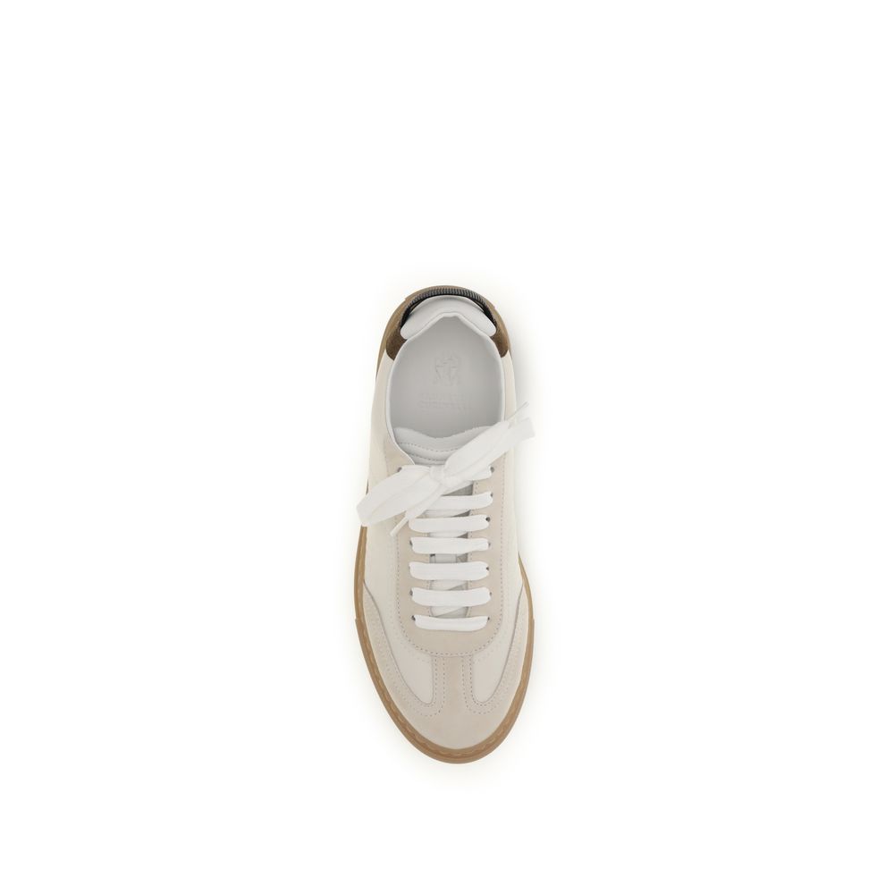 Brunello Cucinelli Beige Suede Leather Low Top Sneakers