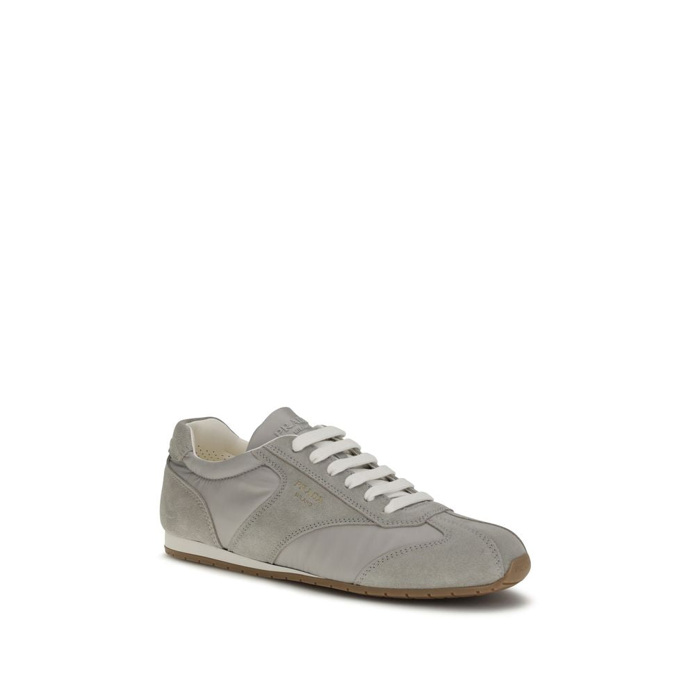 Prada Gray Calf Leather Low Top Sneakers