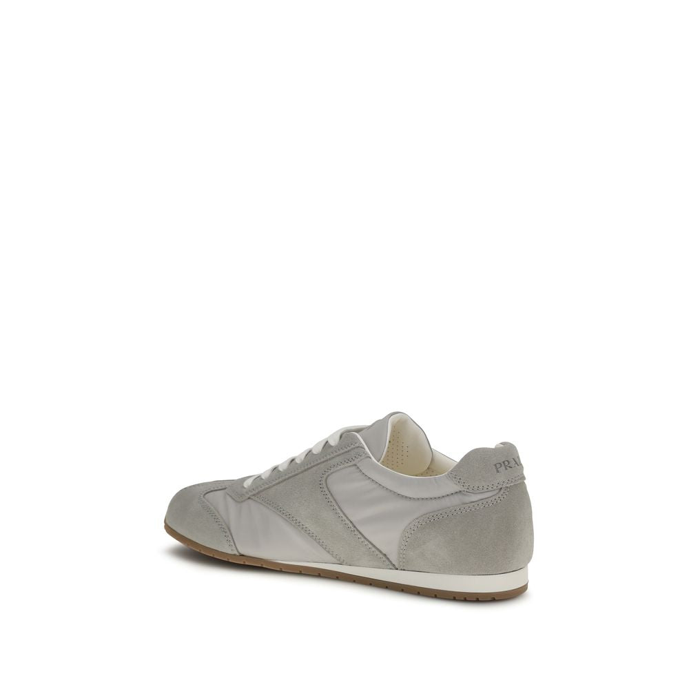 Prada Gray Calf Leather Low Top Sneakers